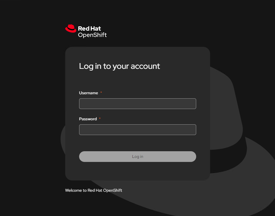 Màn hình login của OpenShift